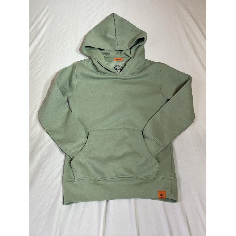 Free Planet Pullover Hoodie Green 60% Cotton 40% Polyester Size 10/12 Youth